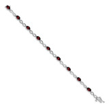 14k White Gold Complete Oval Garnet and Diamond Infinity Link 7 inch Bracelet