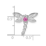 14k White Gold Cr. Pink Sapphire and Diamond Dragonfly Chain Slide