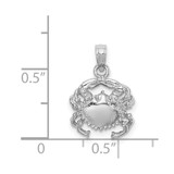 14K White Gold Crab Charm