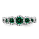 14k White Gold Created Emerald and Diamond Ring - RM-ACA74945-4232