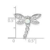14k White Gold Created Opal and Diamond Dragonfly Chain Slide