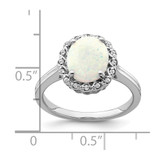 14k White Gold Created Opal and Diamond Halo Ring