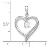 14k White Gold Created Opal and Diamond Heart Pendant - PM-2768C8C5-7704