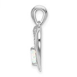 14k White Gold Created Opal and Diamond Heart Pendant - PM-E3C214AC-5064