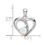 14k White Gold Created Opal and Diamond Heart Pendant - PM-E3C214AC-5064
