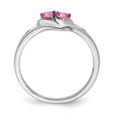 14k White Gold Created Pink Sapphire and Diamond 2-stone Heart Ring - RM-37257C07-5352