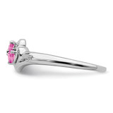 14k White Gold Created Pink Sapphire and Diamond 2-stone Heart Ring - RM-37257C07-5352