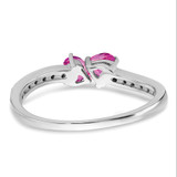 14k White Gold Created Pink Sapphire and Diamond 2-stone Heart Ring - RM-A6EEBA3E-3334