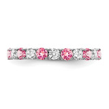 14k White Gold Created Pink Sapphire and Diamond Band - RM-48FD1410-9931