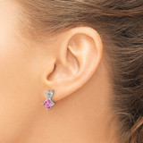 14k White Gold Created Pink Sapphire and Diamond Heart Earrings - EM-F9DC4C4C-8858