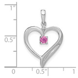14k White Gold Created Pink Sapphire and Diamond Heart Pendant - PM-5977BF3A-7572