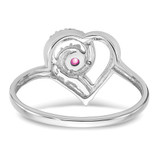 14k White Gold Created Pink Sapphire and Diamond Heart Ring - RM-D7125243-8272