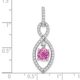 14k White Gold Created Pink Sapphire and Diamond Pendant - PM-65224DC7-1425