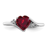 14k White Gold Created Ruby and Diamond Heart Ring - RM-D03E78CF-3953
