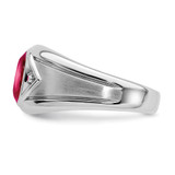 14k White Gold Created Ruby and Diamond Mens Ring - RM-A5339252-7374