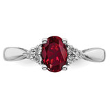 14k White Gold Created Ruby and Diamond Ring