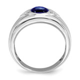 14k White Gold Created Sapphire and Diamond Mens Ring - RM-89960913-2235