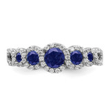 14k White Gold Created Sapphire and Diamond Ring - RM-0738D02A-3619