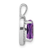 14k White Gold Cushion Amethyst and Diamond Pendant - PM-3CBC0E2B-8990