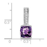 14k White Gold Cushion Amethyst and Diamond Pendant - PM-48C4A795-2491