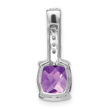 14k White Gold Cushion Amethyst and Diamond Pendant - PM-48C4A795-2491