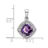 14k White Gold Cushion Amethyst and Diamond Pendant - PM-6950FD40-4450