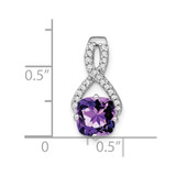 14k White Gold Cushion Amethyst and Diamond Pendant - PM-7375E7BF-9301