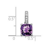14k White Gold Cushion Amethyst and Diamond Pendant - PM-B4BA6B19-5453