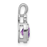 14k White Gold Cushion Amethyst and Diamond Pendant - PM-BE3B87B8-8067