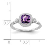 14k White Gold Cushion Amethyst and Diamond Ring - RM-7BAF730E-1434