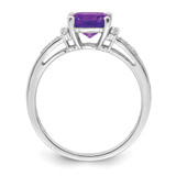 14k White Gold Cushion Amethyst and Diamond Ring - RM-CE6CB5EC-6314