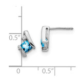 14K White Gold Cushion Blue Topaz and Diamond Earrings - EM-D96E9E61-4522
