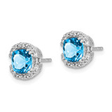 14k White Gold Cushion Blue Topaz and Diamond Halo Earrings - EM-3DC9C399-8977
