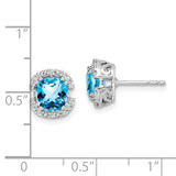 14k White Gold Cushion Blue Topaz and Diamond Halo Earrings - EM-3DC9C399-8977