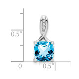 14k White Gold Cushion Blue Topaz and Diamond Pendant - PM-54570ECC-8837