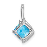 14k White Gold Cushion Blue Topaz and Diamond Pendant - PM-900C9E94-1135