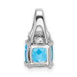 14k White Gold Cushion Blue Topaz and Diamond Pendant - PM-BC873601-6880