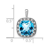 14k White Gold Cushion Blue Topaz and Diamond Pendant - PM-D15F33C6-5827