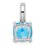14k White Gold Cushion Blue Topaz and Diamond Pendant - PM-E2F3E5CD-7305
