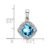 14k White Gold Cushion Blue Topaz and Diamond Pendant - PM-E3D0F992-4429