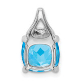 14k White Gold Cushion Blue Topaz and Diamond Pendant - PM-EE1B6BC7-4665