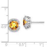 14k White Gold Cushion Citrine and Diamond Halo Earrings - EM-779011DA-2735