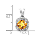 14k White Gold Cushion Citrine and Diamond Pendant - PM-55FE80C0-6208