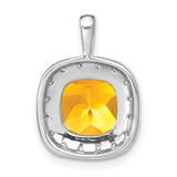 14k White Gold Cushion Citrine and Diamond Pendant - PM-7A0EDD27-8690