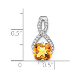 14k White Gold Cushion Citrine and Diamond Pendant - PM-907A76EB-1638