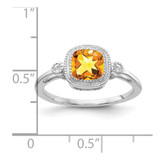 14k White Gold Cushion Citrine and Diamond Ring - RM-070D5BC7-5724