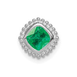 14k White Gold Cushion Emerald Chain Slide