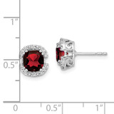 14k White Gold Cushion Garnet and Diamond Halo Earrings - EM-0509250B-2639