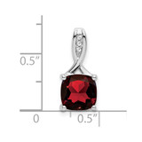 14k White Gold Cushion Garnet and Diamond Pendant - PM-8BC0A52B-9387