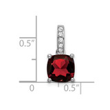 14k White Gold Cushion Garnet and Diamond Pendant - PM-97BFF6C5-3764